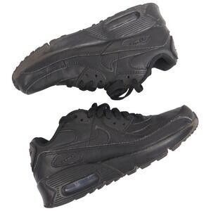 Nike Air Max 90 Black Leather Lace Up Sneakers Kid Shoes Sz 3.5 Youth No Insoles
